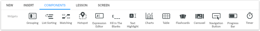 New widgets in the Smart Sparrow Author