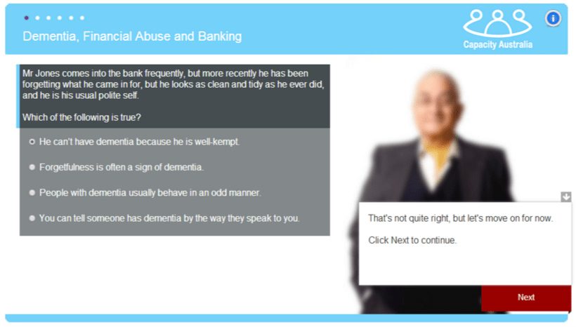 Dementia and banking lesson