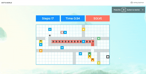 Gif of a student playing the Dot resiliency game Student playing the Dot resiliency game