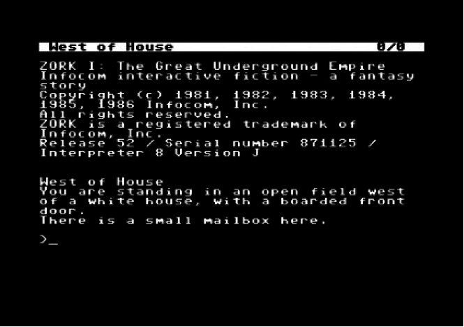 Example of a text-driven adventure game